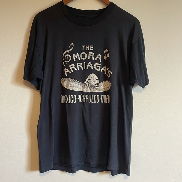VTG Graphic Tee Mora Arriaga’s T-Shirt XL Black Single Mexico Band Mariachi - Picture 1 of 13